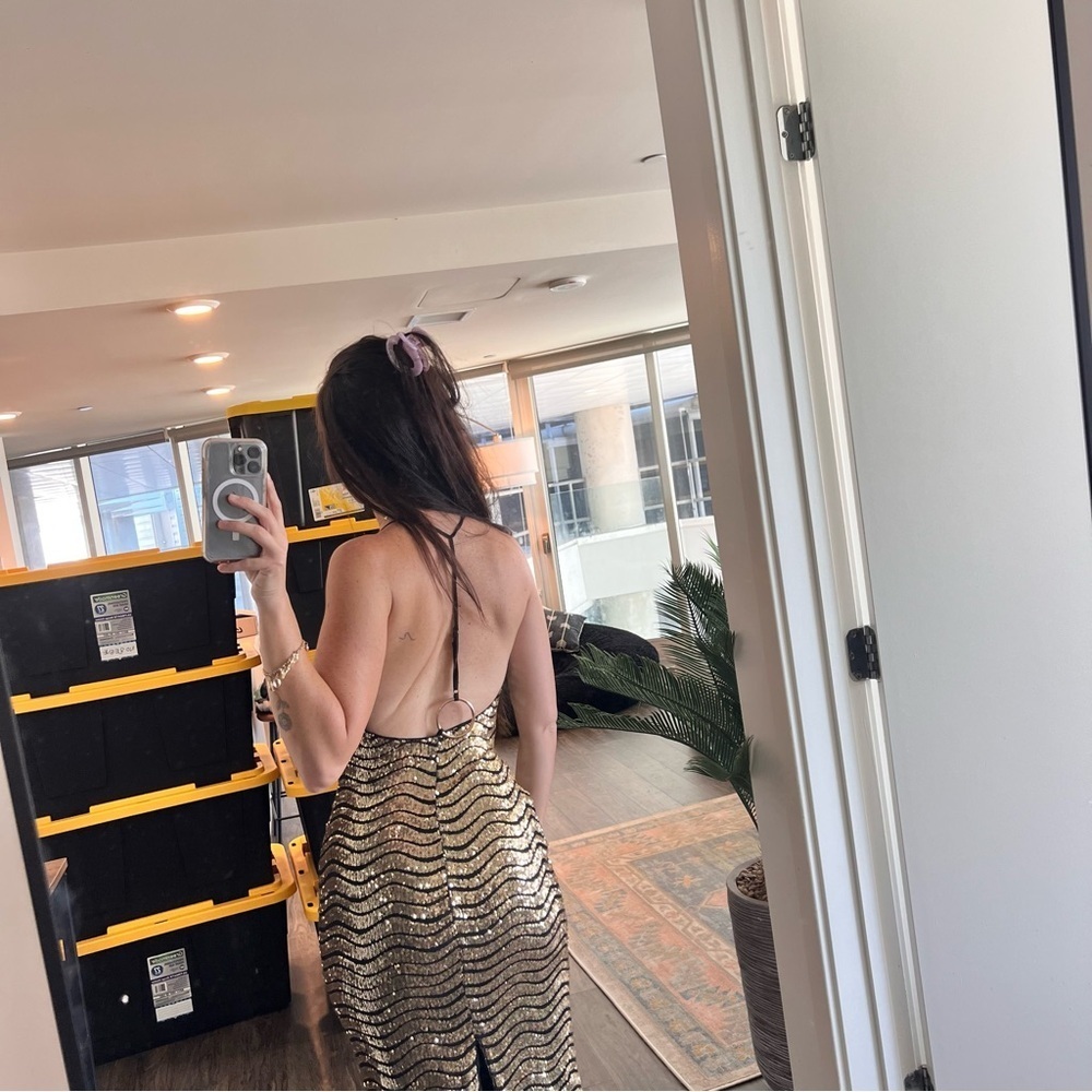 H:ours Lexie Gold Midi Dress- XS - Picture 11 of 12